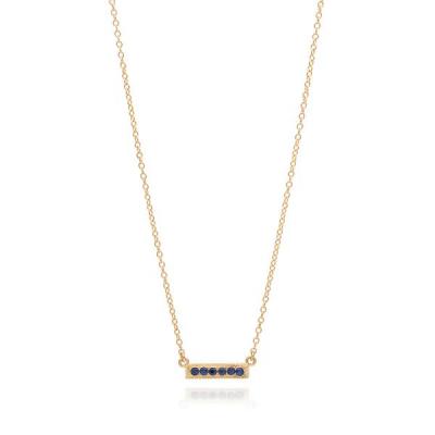 Blue Sapphire Pavé Bar Stacking Necklace - Gold